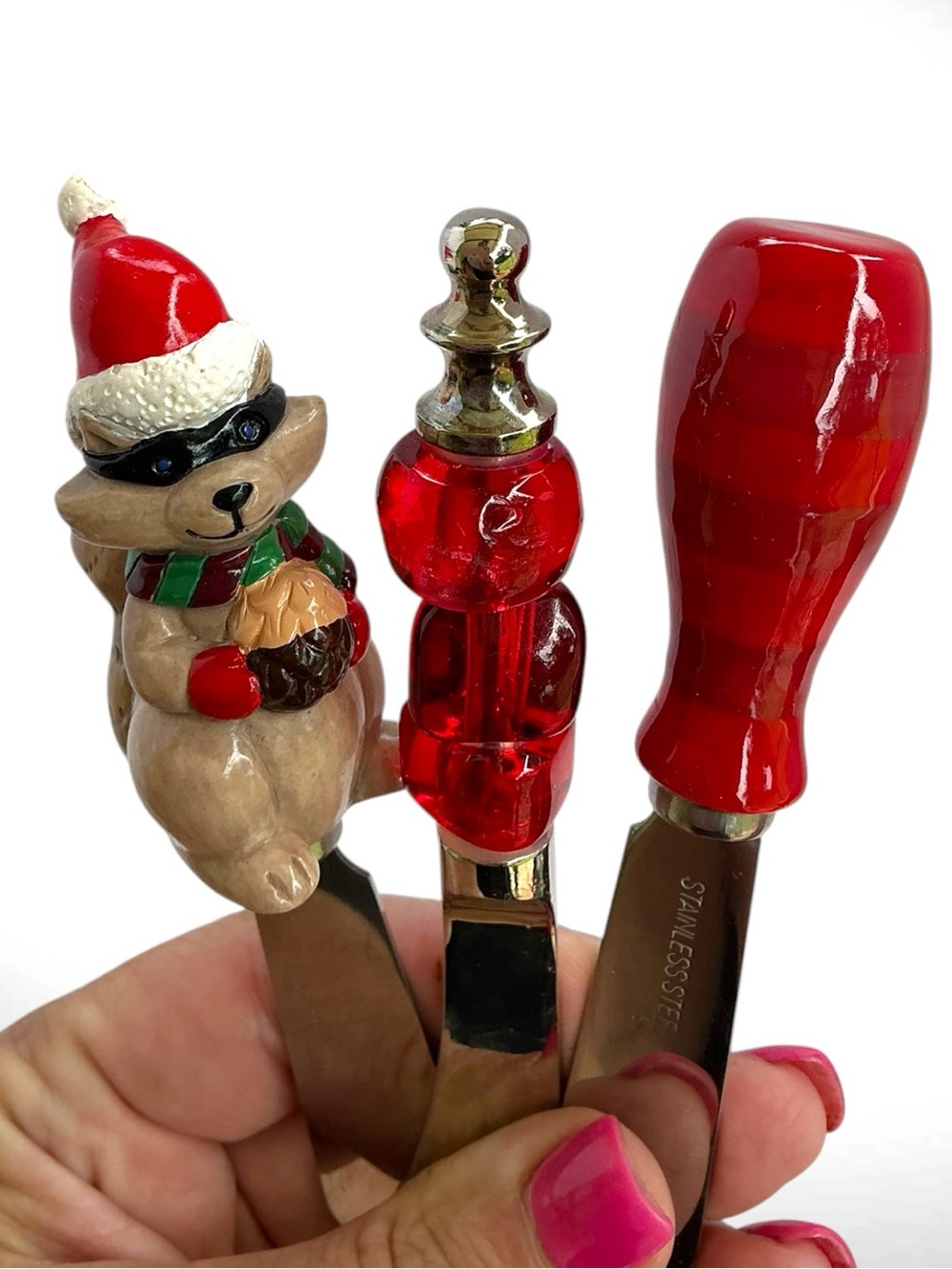 Holiday Cheese Spreader Set Christmas Stainless Steel Set of 3